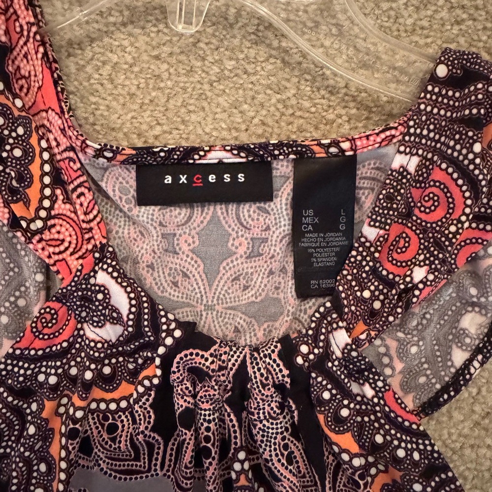 Axcess Pink, Black & Orange Printed Sleeveless Tank